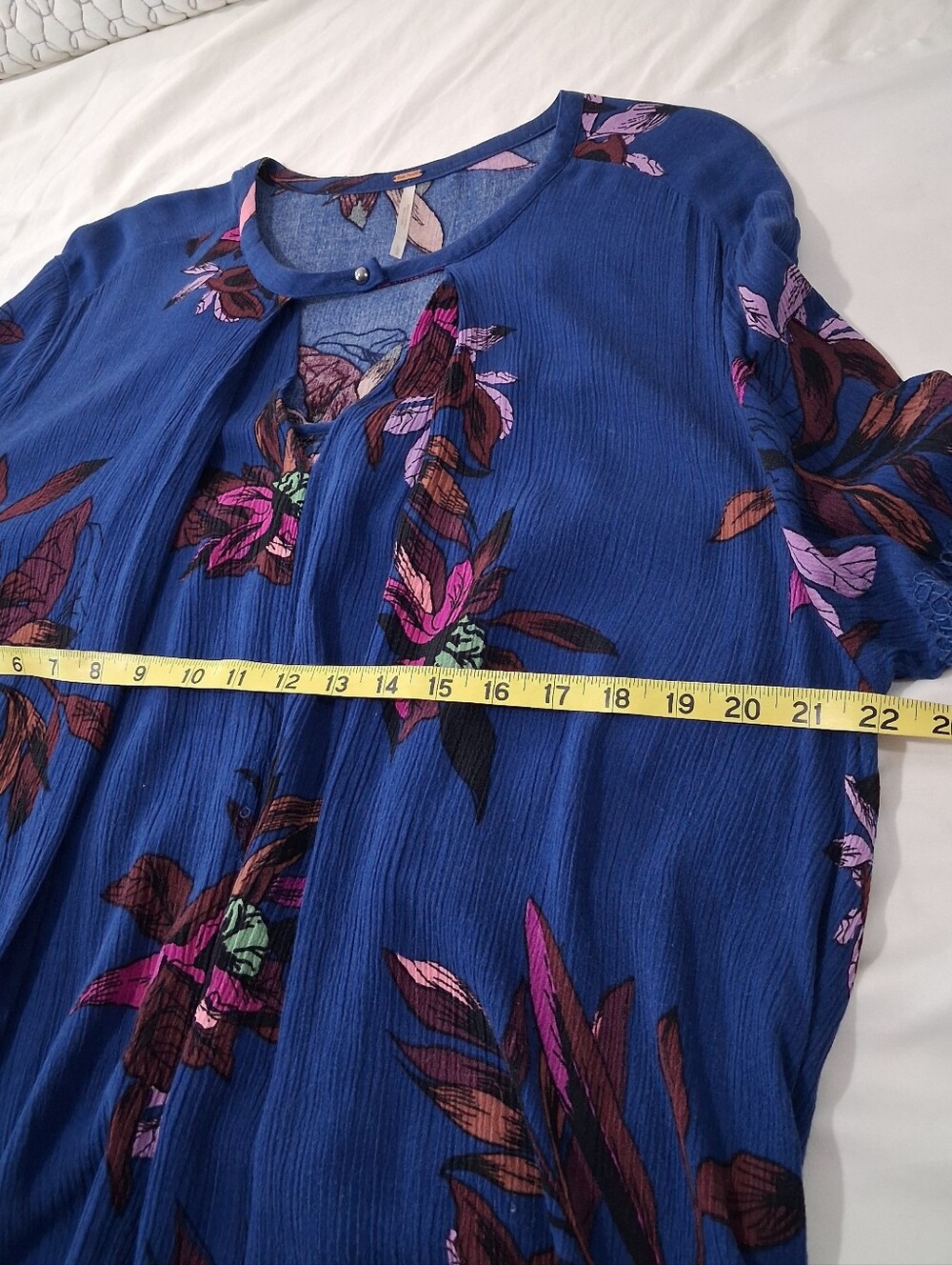Free People Royal Navy Floral Keyhole Mini Dress / Tunic - Picture 10 of 11